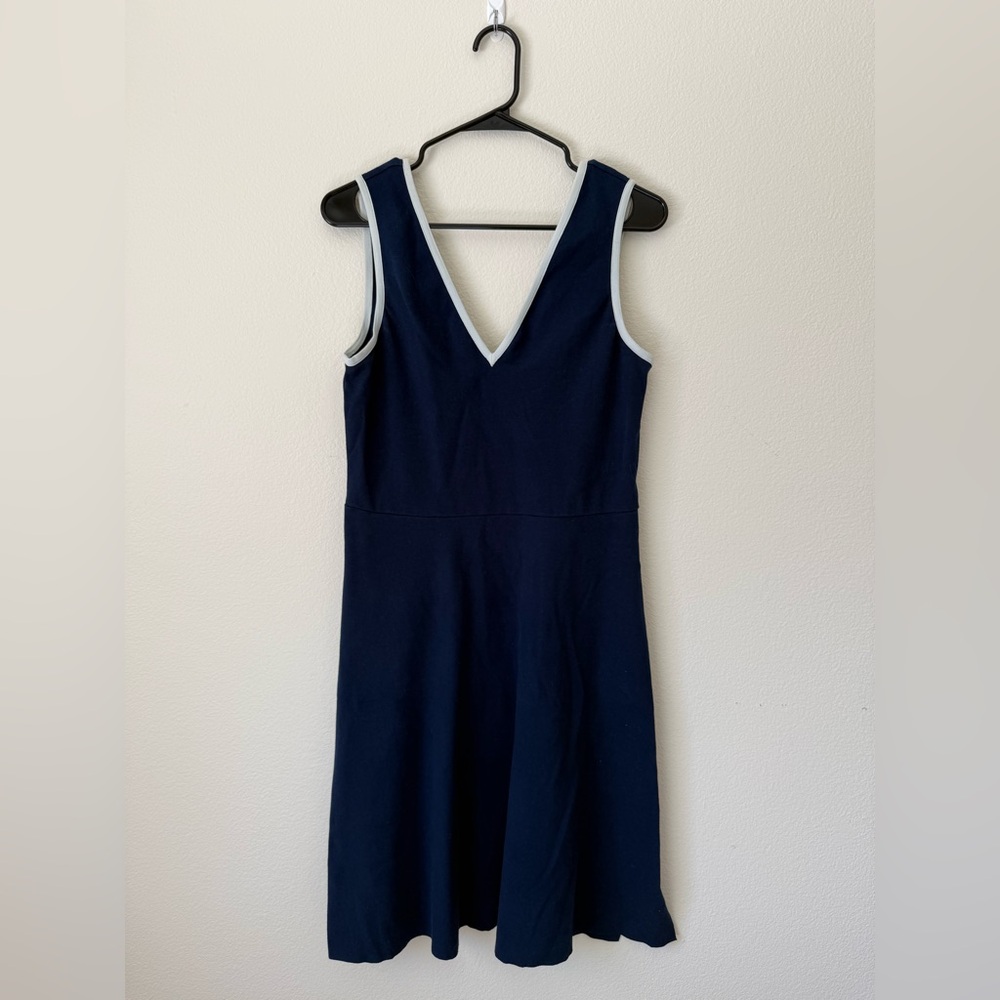 Tory Burch Navy Blue V-Neck Midi Dress